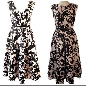 Taylor Pink Blush & Black Printed Balloon Homecoming Dress Sz 2